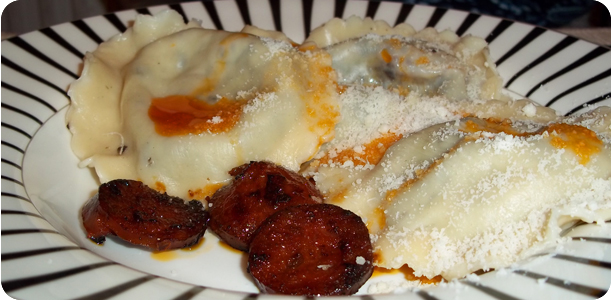 Black Pudding & Chorizo Ravioli Recipe Cook Nights by Babs and Despinaki