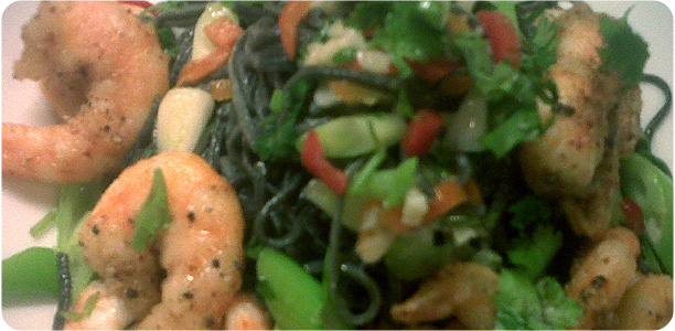 Squid Ink Pasta with Prawns Recipe Cook Nights by Babs and Despinaki